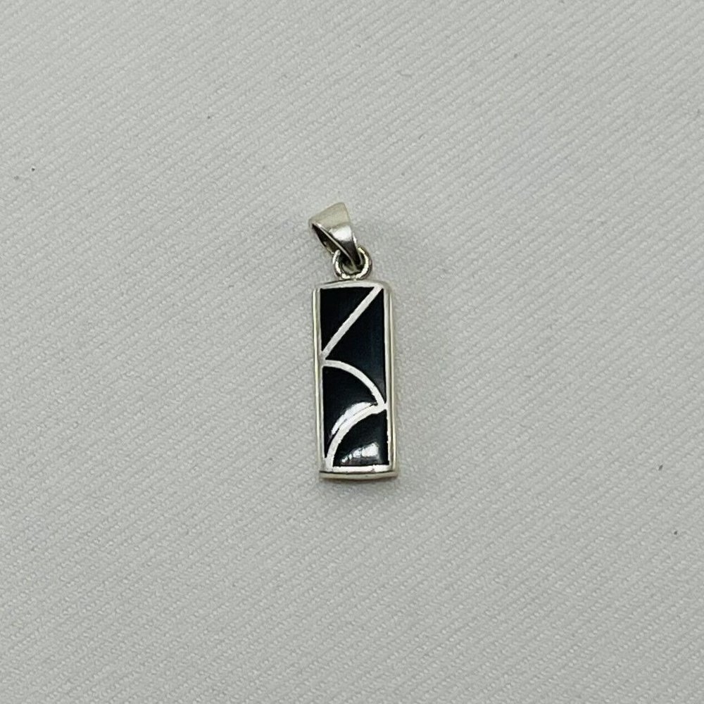925 Solid Sterling Silver Pendant Bar Rectangular… - image 5